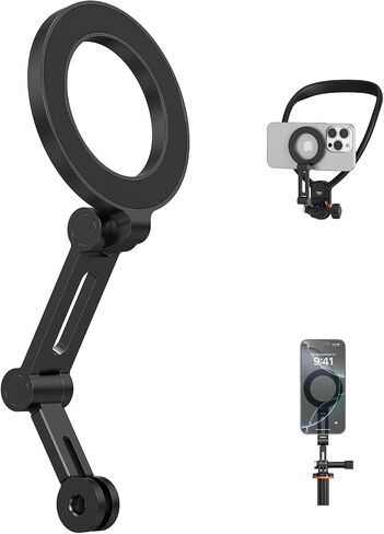 VRIG Magnetic Phone Mount Holder with Cold Shoe, Adjustable Foldable & Rotatable Metal Magsafe Camera Mount Phone Holder for iPhone, Tripods, Camera, Monitoring, Stabilizers in Saudi Arabia