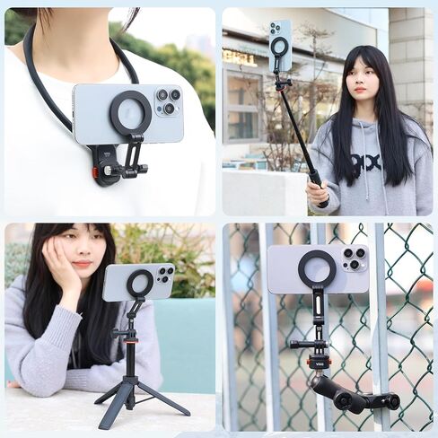 VRIG Magnetic Phone Mount Holder with Cold Shoe, Adjustable Foldable & Rotatable Metal Magsafe Camera Mount Phone Holder for iPhone, Tripods, Camera, Monitoring, Stabilizers in Saudi Arabia