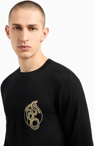 Armani Exchange Men's Snake Graphic Wool Mix Sweater in Saudi Arabia