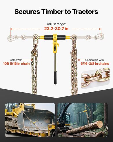 رابط سلسلة Vevor Ratchet ، 5/16 في سلاسل × 14 قدمًا G80 ، حمولة عمل 8000 رطل من موثق تحميل السقاطة ، سلاسل ومجموعة التجميع ، اربط عدادات سلسلة النقل للسحب ، القطر ، التسجيل (مجموعتين) in Kuwait