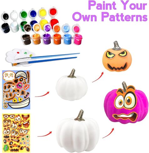 Jiabnukkn Dumpkin Decorations Halloween Halloween For Kids 10pcs Paint الخاص بك قرع اليقطين الاصطناعي الخاص بك بلاستيك بلاستيك ألعاب هدية للأطفال ديي عيد الشكر ديكور القرع in Kuwait