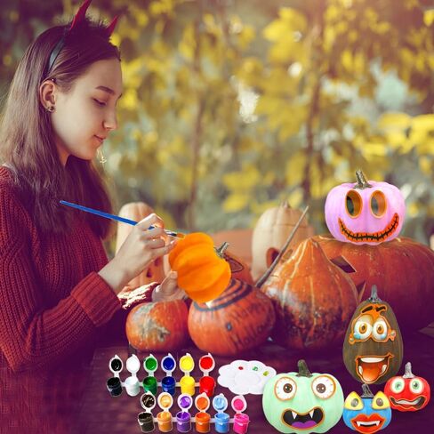 Jiabnukkn Dumpkin Decorations Halloween Halloween For Kids 10pcs Paint الخاص بك قرع اليقطين الاصطناعي الخاص بك بلاستيك بلاستيك ألعاب هدية للأطفال ديي عيد الشكر ديكور القرع in Kuwait
