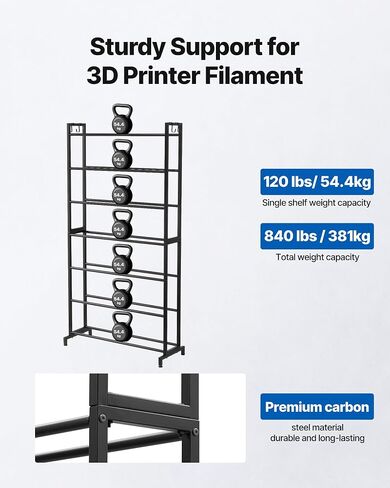 VEVOR 3D Printer Filament Storage Rack, 5 Tier Heavy Duty Storage Shelves for 3D Printing Filaments, Filament Spool Holders Racks for 3D Printing Studio, Home Studio, Office, Workshop (Shelf Only) in Saudi Arabia