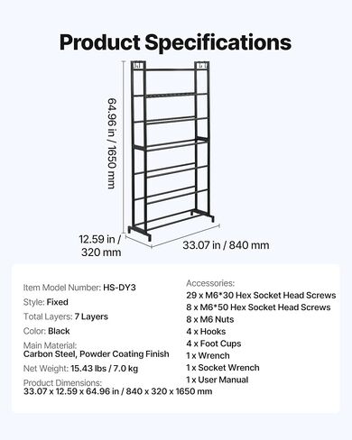 VEVOR 3D Printer Filament Storage Rack, 5 Tier Heavy Duty Storage Shelves for 3D Printing Filaments, Filament Spool Holders Racks for 3D Printing Studio, Home Studio, Office, Workshop (Shelf Only) in Saudi Arabia
