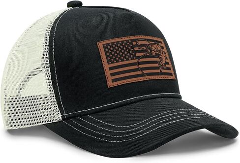Fishing Gifts for Men American Flag Trucker Hat Fishing Hat Mens Christmas Birthday Gifts for Dad Father's Day Light-Brown in Saudi Arabia