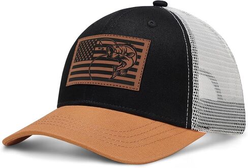 Fishing Gifts for Men American Flag Trucker Hat Fishing Hat Mens Christmas Birthday Gifts for Dad Father's Day Light-Brown in Saudi Arabia