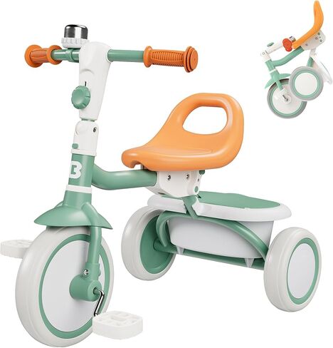 besrey Kids Tricycle with Flash Wheels for Ages 18 Months to 5 Years, Toddler Tricycle with Bell, Kids Tricycle, Gift for 2-5 Year Olds, Gift and Toy for Boys and Girls, Tricycle for Toddlers, Pink in Saudi Arabia