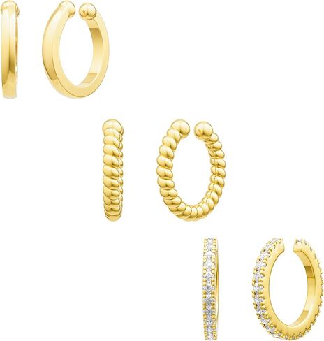 Foxgirl 4 Pairs Chunky Small Huggie Hoop Earrings for Women - Dainty 14K Gold/Sterling Silver Plated Hypoallergenic Lightweight Stack Earring Sets for Multiple Piercing Trendy Jewelry in Kuwait