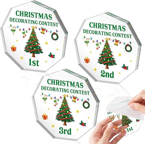 WATINC Ugly Christmas Sweater Trophy - 3 قطع جائزة ميدالية أكريليك للمركز الأول والثاني والثالث لأقبح سترة، جوائز مسابقة أزياء عيد الميلاد المضحكة، هدايا الحفلات للبالغين، مستلزمات ديكورات الطاولة الشتوية in Saudi Arabia