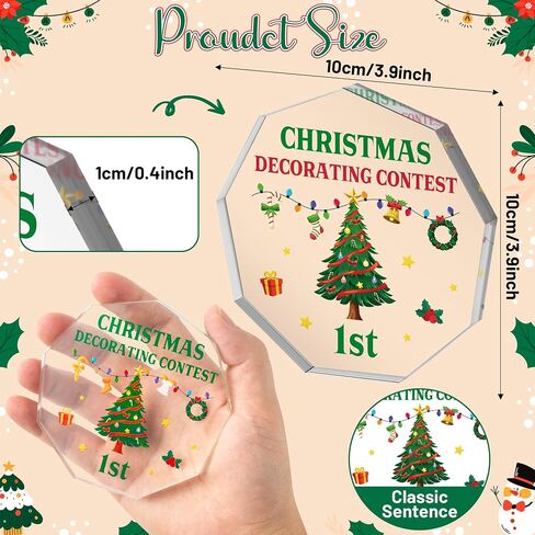 WATINC Ugly Christmas Sweater Trophy - 3 قطع جائزة ميدالية أكريليك للمركز الأول والثاني والثالث لأقبح سترة، جوائز مسابقة أزياء عيد الميلاد المضحكة، هدايا الحفلات للبالغين، مستلزمات ديكورات الطاولة الشتوية in Saudi Arabia