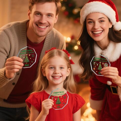 WATINC Ugly Christmas Sweater Trophy - 3 قطع جائزة ميدالية أكريليك للمركز الأول والثاني والثالث لأقبح سترة، جوائز مسابقة أزياء عيد الميلاد المضحكة، هدايا الحفلات للبالغين، مستلزمات ديكورات الطاولة الشتوية in Saudi Arabia