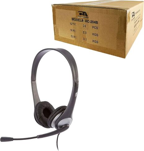 Cyber Acoustics Stereo Headset, 3.5mm Stereo & Y-Adapter for Separate Headphone & Mic Connection, K12 School Classroom and Education (AC-204) (10 Pack) in Saudi Arabia