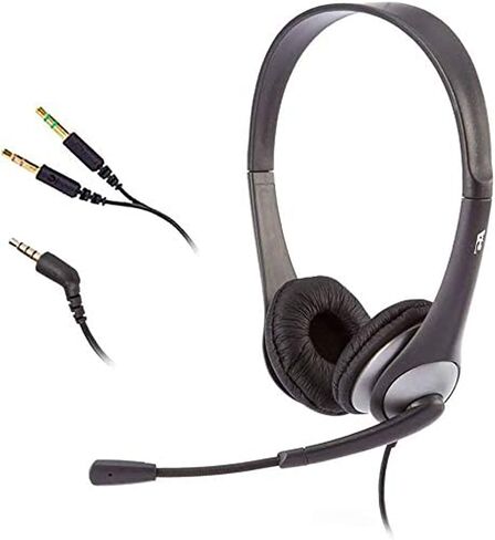 Cyber Acoustics Stereo Headset, 3.5mm Stereo & Y-Adapter for Separate Headphone & Mic Connection, K12 School Classroom and Education (AC-204) (10 Pack) in Saudi Arabia
