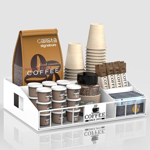 Coffee Station Organizer,Metal Coffee Organizer, coffee organizer station for countertop,Office Breakroom Tea Storage Accessories Holder for K Cup Condiment,Customizable DIY Logo in Saudi Arabia