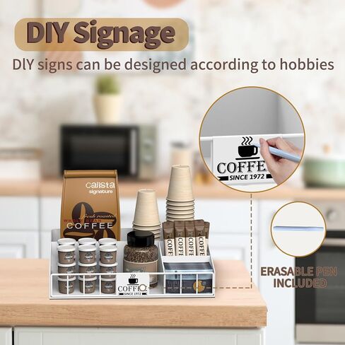 Coffee Station Organizer,Metal Coffee Organizer, coffee organizer station for countertop,Office Breakroom Tea Storage Accessories Holder for K Cup Condiment,Customizable DIY Logo in Saudi Arabia