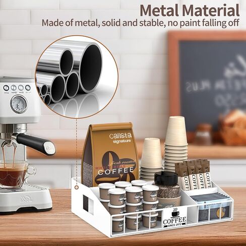 Coffee Station Organizer,Metal Coffee Organizer, coffee organizer station for countertop,Office Breakroom Tea Storage Accessories Holder for K Cup Condiment,Customizable DIY Logo in Saudi Arabia
