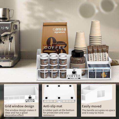 Coffee Station Organizer,Metal Coffee Organizer, coffee organizer station for countertop,Office Breakroom Tea Storage Accessories Holder for K Cup Condiment,Customizable DIY Logo in Saudi Arabia