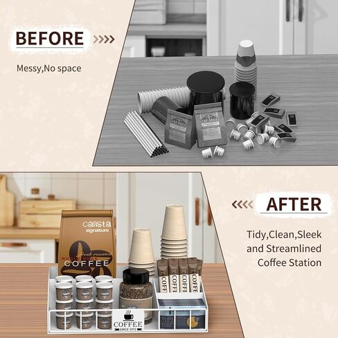 Coffee Station Organizer,Metal Coffee Organizer, coffee organizer station for countertop,Office Breakroom Tea Storage Accessories Holder for K Cup Condiment,Customizable DIY Logo in Saudi Arabia