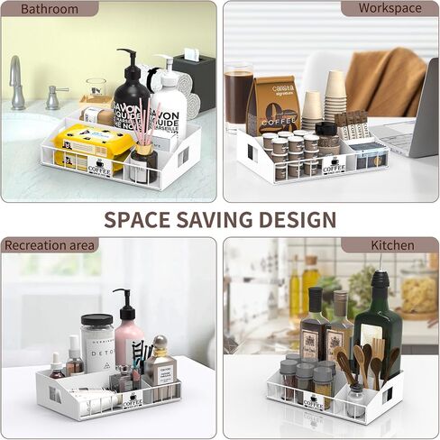 Coffee Station Organizer,Metal Coffee Organizer, coffee organizer station for countertop,Office Breakroom Tea Storage Accessories Holder for K Cup Condiment,Customizable DIY Logo in Saudi Arabia
