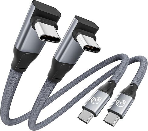 USB C 90 Degree Cable 1ft, 90° Short USBC to USBC 3.2 Gen 2x2 20Gbps Data Transfer Cable, 5K/4K 60Hz Monitor Cord, 240W PD Type C Rapid Charging Cord for iPhone 16 Pro Max, iPad, MacBook in Saudi Arabia