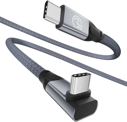 USB C 90 Degree Cable 1ft, 90° Short USBC to USBC 3.2 Gen 2x2 20Gbps Data Transfer Cable, 5K/4K 60Hz Monitor Cord, 240W PD Type C Rapid Charging Cord for iPhone 16 Pro Max, iPad, MacBook in Saudi Arabia