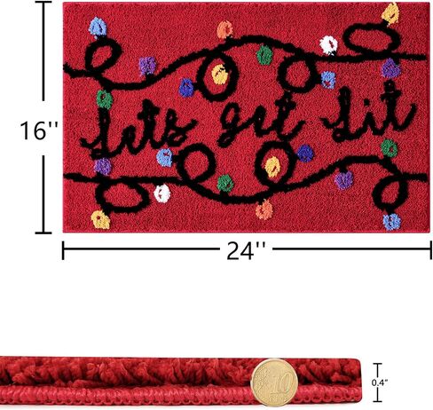 RoomTalks Let’s Get Lit Christmas Lights Bath Mat Non Slip Machine Washable, 20x32 Colorful Cute Cheer Festive Seasonal Xmas Holiday Bath Rugs Mat for Bathroom Christmas Decorations Gift in Saudi Arabia