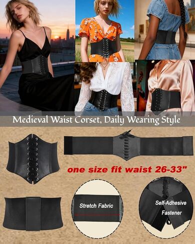 kasahara 4 Pcs Pirate Costume Accessories Women Pirate Hat Head Scarf Headband Wrap Pirate Corset Belt Eye Patch Necklace in Kuwait