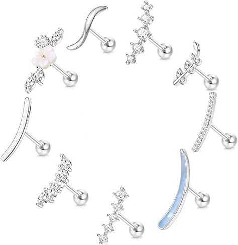 Besteel Hypoallergenic Cartilage Earrings for Women - Surgical Stainless Steel Earrings for Sensitive Ears 16G Stud Cartilage Earring Sets for Multiple Piercing Helix Conch Tragus Piercing Jewelry in Saudi Arabia