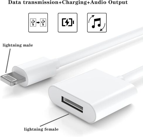 iPhone Charger for Live Extension Cable,[Apple MFi Certified]90 Degree Lightning Charging Male to Female Extender Dock Adapter for iPhone 14/Pro Max/13/12/11/XS/X/8/7/6 Pass Data Audio Live Broadcast in Saudi Arabia