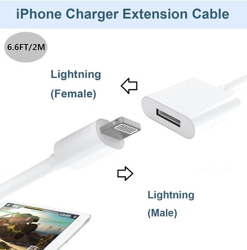 iPhone Charger for Live Extension Cable,[Apple MFi Certified]90 Degree Lightning Charging Male to Female Extender Dock Adapter for iPhone 14/Pro Max/13/12/11/XS/X/8/7/6 Pass Data Audio Live Broadcast in Saudi Arabia