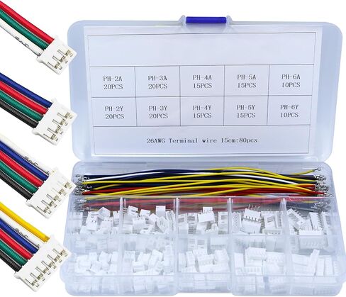 460pcs jst ph connector kit 2،3،4،5،6 pin connector مستقيمة مستقيم من الذكور/الإناث وموصلات لوحة الدوائر لأردوينو ، إلكترونيات ديي واستخدام المنزل in Kuwait