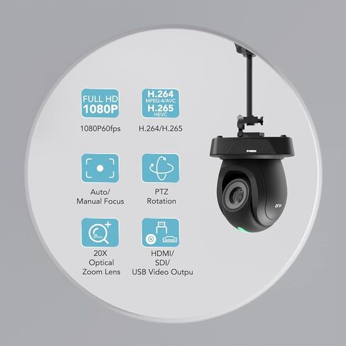 RGBlink 4K PTZ Camera HDMI, AI Auto-Tracking, 10X Optical Zoom, USB3.0 LAN HDMI PTZ Camera for Church Worship Education Conference Events, RGB10X-UUAI-BK（Real 4K Output in Kuwait