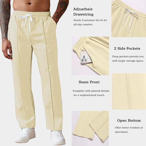 COOFANDY Men's Knit Sweatpants Lightweight Open Bottom Casual Pants Drawstring Jogger Yoga Pants with Pockets in Saudi Arabia