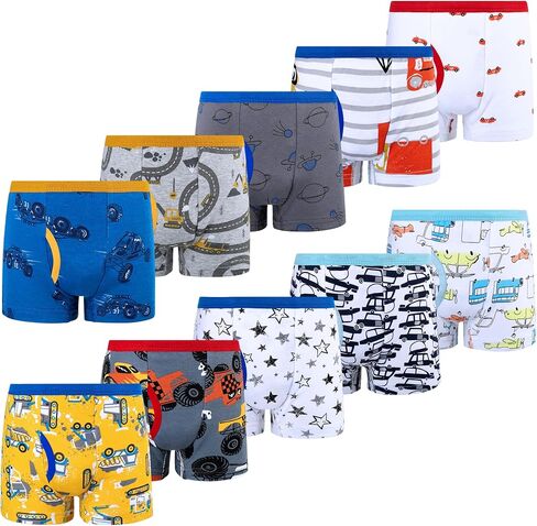Big Elephant Boys 'Boxer Boxer Boxer 10 Packs ، Toddler 100 ٪ Cotton Dinosaur Brint Intelder ، Soft and Breatable ، أحجام 3T-10y in Saudi Arabia
