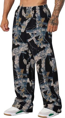 Diotsr Mens Spillpants Spectpants الرياضية رياضية للطباعة الركض تجريب السراويل أزياء الشارع مع جيوب in Kuwait