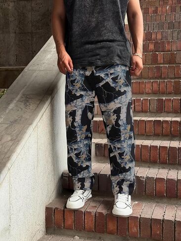 Diotsr Mens Spillpants Spectpants الرياضية رياضية للطباعة الركض تجريب السراويل أزياء الشارع مع جيوب in Kuwait