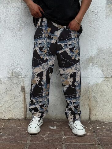 Diotsr Mens Spillpants Spectpants الرياضية رياضية للطباعة الركض تجريب السراويل أزياء الشارع مع جيوب in Kuwait