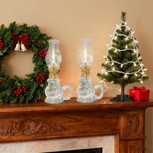 2PCS Chamber Oil Lamp Glass Kerosene Oil Lamps, Vintage Oil Lamps for Indoor, Home Lighting Hurricane Lamp Clear Kerosene Lamp Lantern, Oil Lantern for Tabletop Decor in Kuwait