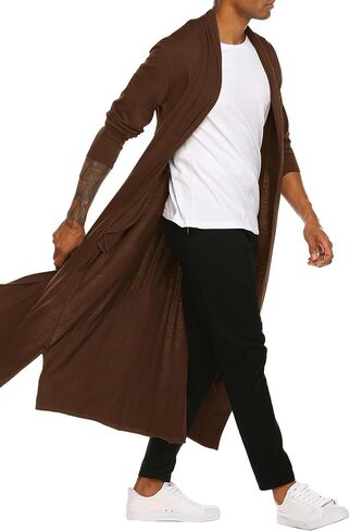 Coofandy الرجال خفيفة الوزن شال شال كارديجان مفتوحة الأمامية طويلة الطول الطول الست in Saudi Arabia