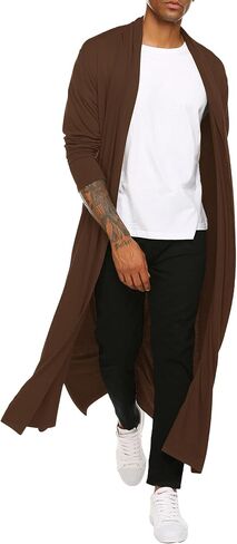 Coofandy الرجال خفيفة الوزن شال شال كارديجان مفتوحة الأمامية طويلة الطول الطول الست in Saudi Arabia