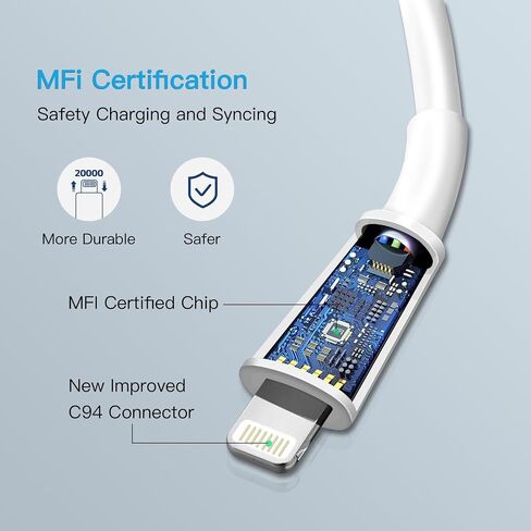 20W USB C Charger Charger 10 FT [MFI Certified] متوافق مع iPhone 14 13 12 11 XS XR x 8 iPad ، 2 Pack PD Wall Charger مع كابل Lightning Clate C -Type (الأسود) 2. in Kuwait