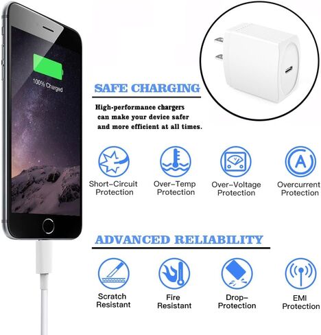 20W USB C Charger Charger 10 FT [MFI Certified] متوافق مع iPhone 14 13 12 11 XS XR x 8 iPad ، 2 Pack PD Wall Charger مع كابل Lightning Clate C -Type (الأسود) 2. in Kuwait