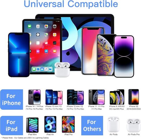 20W USB C Charger Charger 10 FT [MFI Certified] متوافق مع iPhone 14 13 12 11 XS XR x 8 iPad ، 2 Pack PD Wall Charger مع كابل Lightning Clate C -Type (الأسود) 2. in Kuwait