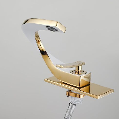 White Gold Vanity Single Hole Single Handle 1 Hole Bathrom Faucets for Sink, Modern Brass Copper Unique Faucet, Lavatory Basin Mixer Tap, llaves para lavamanos de baño, Gold Faucet for Bathroom Vanity in Saudi Arabia