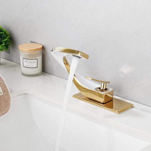 White Gold Vanity Single Hole Single Handle 1 Hole Bathrom Faucets for Sink, Modern Brass Copper Unique Faucet, Lavatory Basin Mixer Tap, llaves para lavamanos de baño, Gold Faucet for Bathroom Vanity in Saudi Arabia
