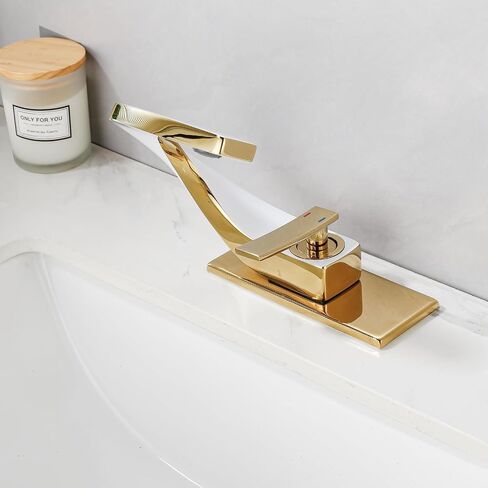 White Gold Vanity Single Hole Single Handle 1 Hole Bathrom Faucets for Sink, Modern Brass Copper Unique Faucet, Lavatory Basin Mixer Tap, llaves para lavamanos de baño, Gold Faucet for Bathroom Vanity in Saudi Arabia