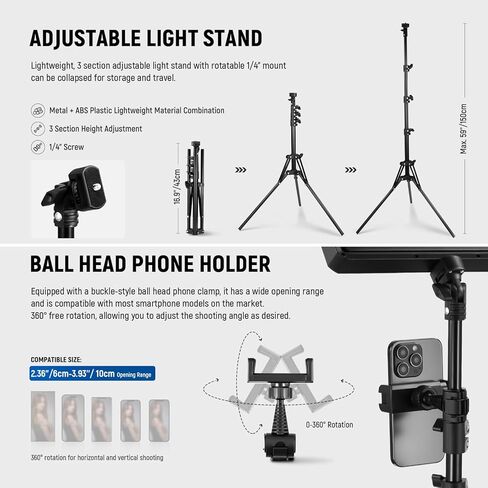 NEEWER Basics 3 Pack LED Video Panel Light, Studio Lighting Kit with Tripod Stand & Phone Holder for Video Recording Photography Streaming, 850lx/0.5m Bi Color 2700-6500K Dimmable Key Light, BP300 in Saudi Arabia