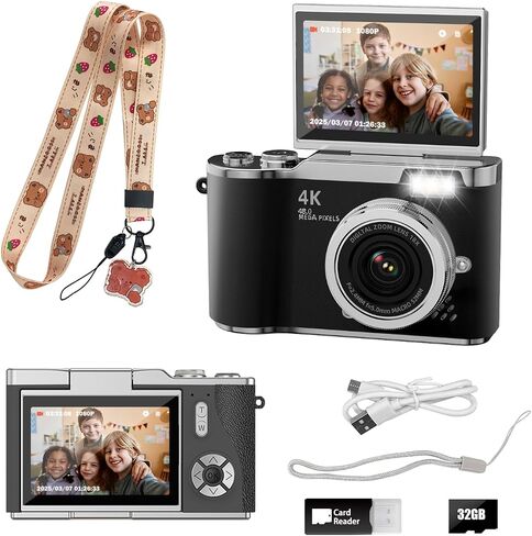 Kids Camera with flip Screen for Boys and Girls 1080P Video Kids Digital Camera Toys Christmas Birthday Gift for 3-12 Year Old in Saudi Arabia