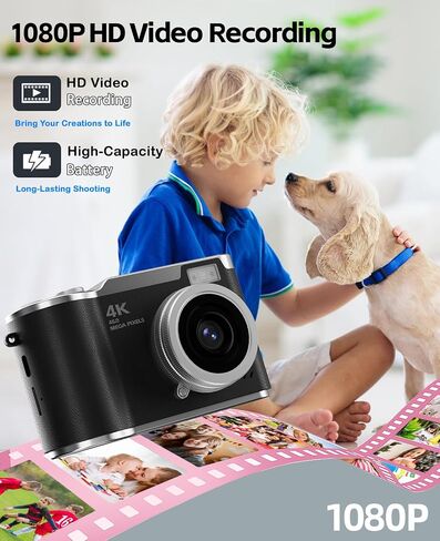 Kids Camera with flip Screen for Boys and Girls 1080P Video Kids Digital Camera Toys Christmas Birthday Gift for 3-12 Year Old in Saudi Arabia