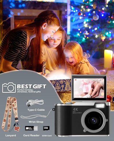 Kids Camera with flip Screen for Boys and Girls 1080P Video Kids Digital Camera Toys Christmas Birthday Gift for 3-12 Year Old in Saudi Arabia